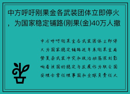 中方呼吁刚果金各武装团体立即停火，为国家稳定铺路(刚果(金)40万人撤离)